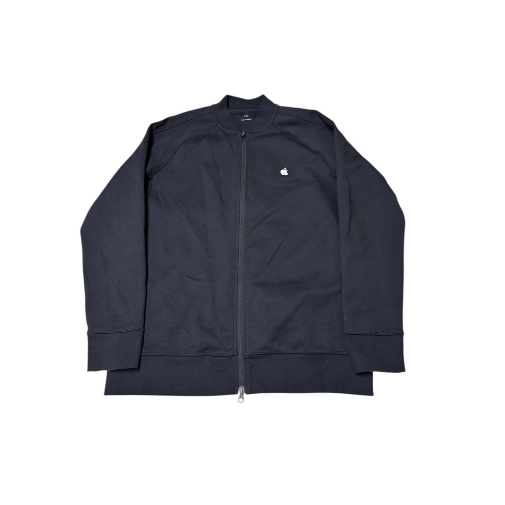 Apple Zip Up‎ Track Jacket Black Mens Size L Long Sleeve Embroidered Logo